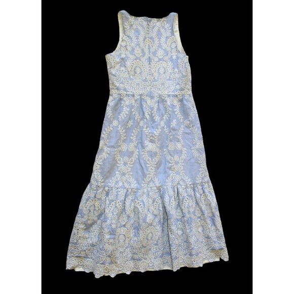 Antonio Melani Zuri Eyelet Embroidered Midi Dress Size 8/M Sleeveless Bluebell - Picture 10 of 11